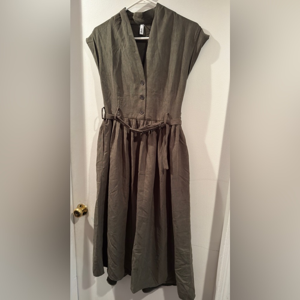 Glam Olive Midi Dress